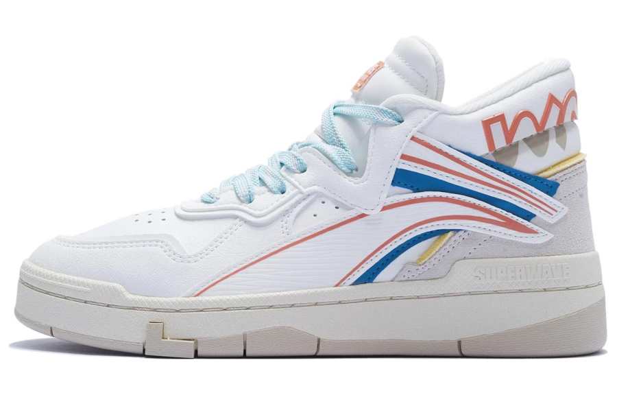 Li-Ning Li Ning Wave Mid Prm Synthetic Leather Slip Resistant Cushioning Abrasion Resistant Mid top Casual Skate Shoes Women's