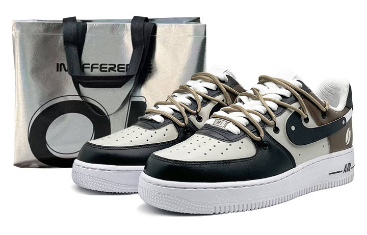 Nike Nike Air Force 1 Slip Resistant Abrasion Resistant Low top Skateboard Shoes Men's Black Brown