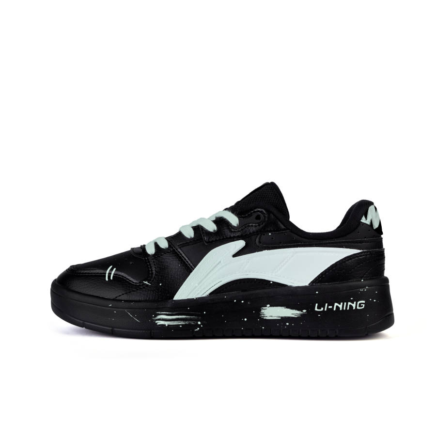 Li-Ning Li Ning Slip Resistant Cushioning Abrasion Resistant Low top Skateboard Shoes Men's Black Light Green