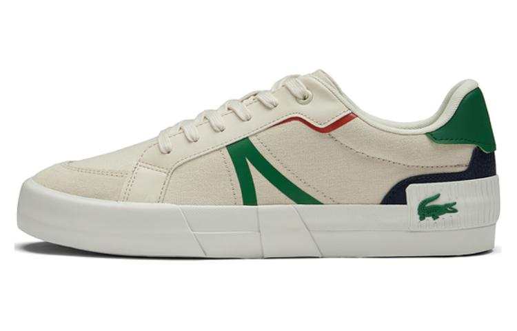 LACOSTE Suede Low top Skateboard Shoes Men's White Green