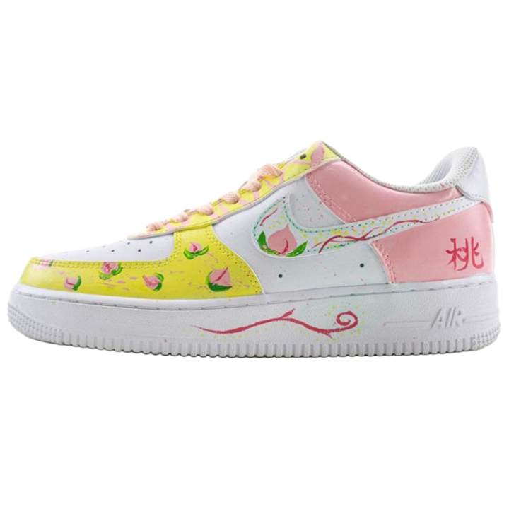 Nike Nike Air Force 1 Slip Resistant Slip Resistant Low top Skateboard Shoes Unisex Yellow Pink