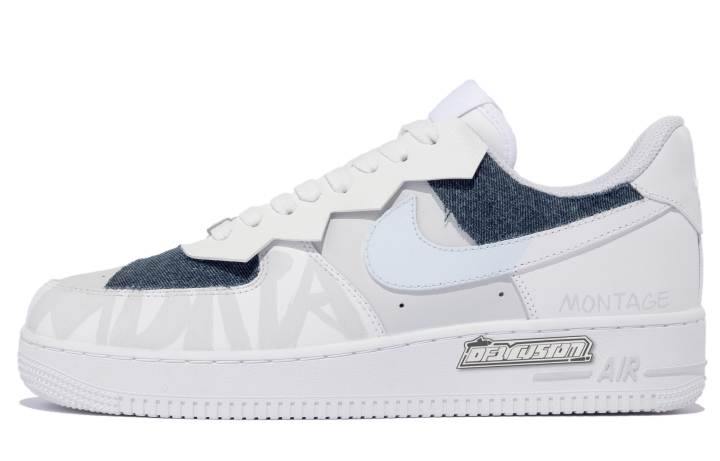 Nike Nike Air Force 1 Low top Skateboard Shoes Men's Blue White Gray
