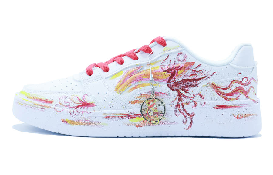 Li-Ning Li Ning Sycee Slip Resistant Cushioning Abrasion Resistant Low top Skateboard Shoes Men's White Red Yellow