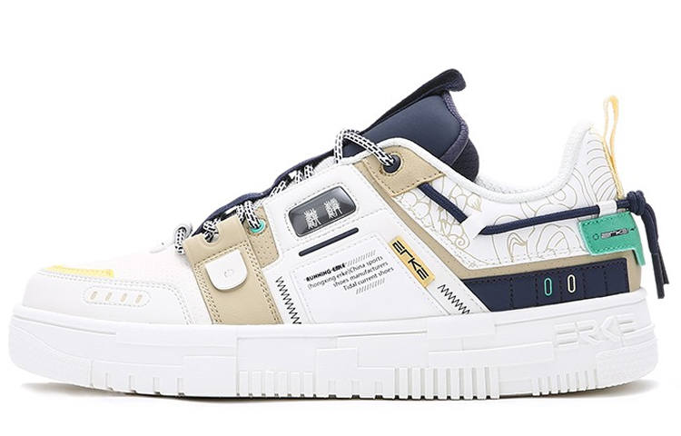 Erke Xun Qilin Low top Skateboard Shoes Men's White