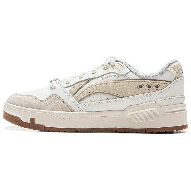 Li-Ning Li Ning Common 80s Slip Resistant Abrasion Resistant Low top Skateboard Shoes Men's White Beige