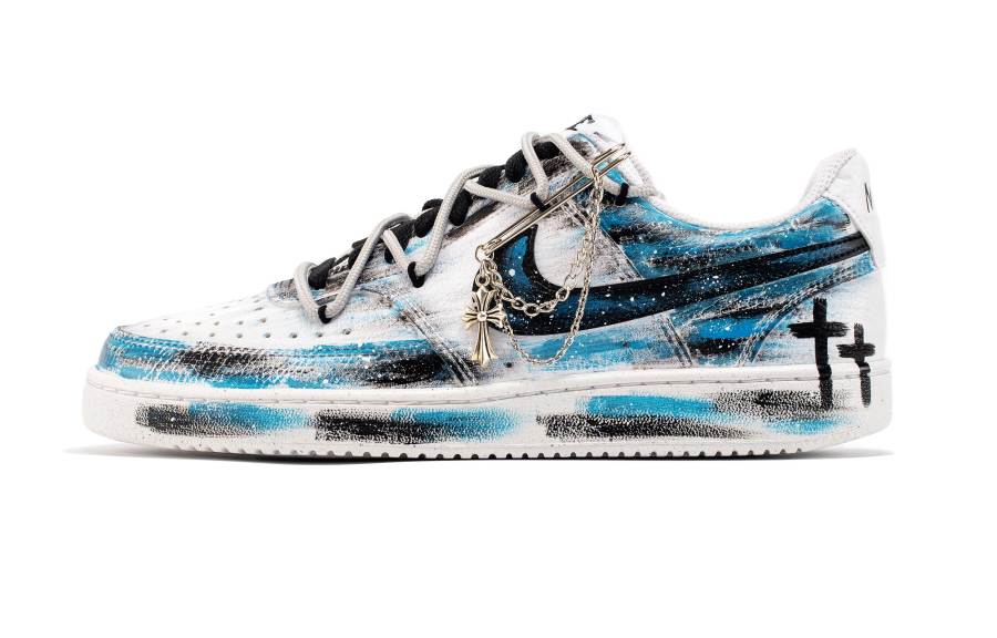 Nike Nike Court Vision 1 Slip Resistant Abrasion Resistant Low top Skateboard Shoes Men's Blue White Black