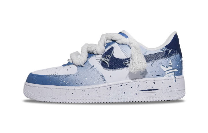 Nike Nike Air Force 1 Abrasion Resistant Abrasion Resistant Low top Skateboard Shoes Unisex White Blue