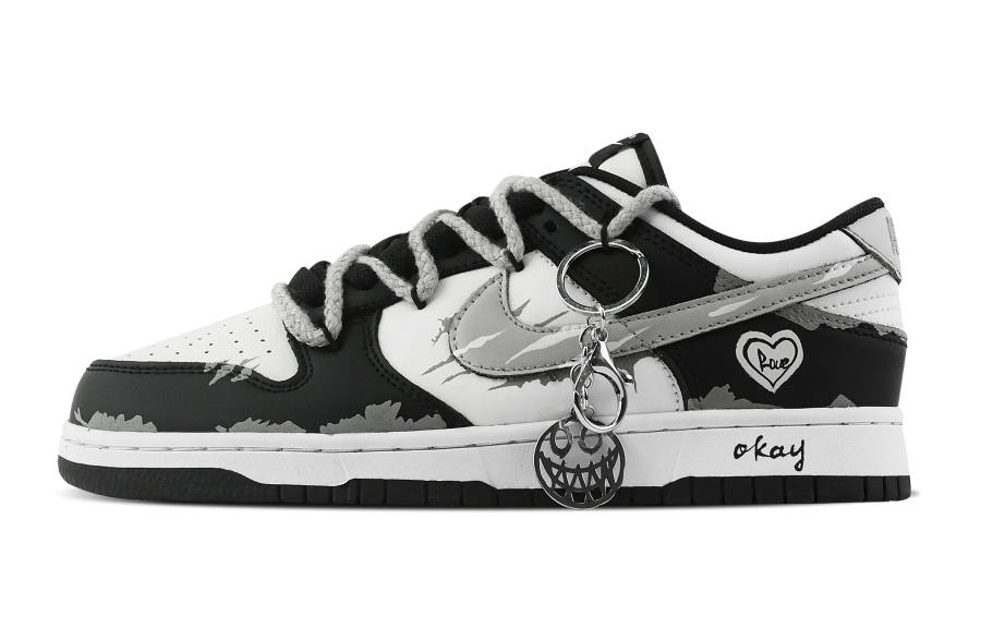 Nike Nike Dunk Smiley Face Crack Slip Resistant Abrasion Resistant Low top Skateboard Shoes Unisex