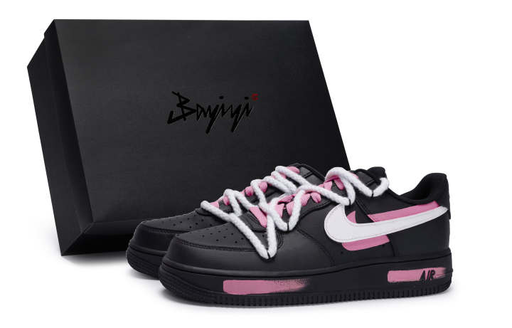 Nike Nike Air Force 1 Low top Skateboard Shoes Unisex Black White Rose Red