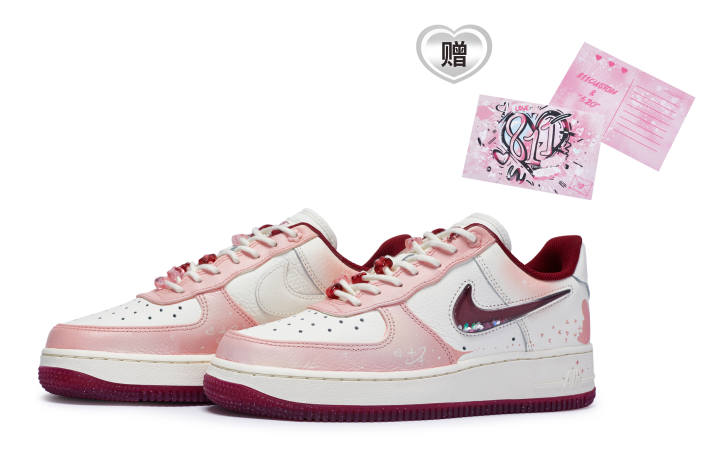 Nike Nike Air Force 1 811 Manufacturing, Falling Into The Heart River Low top Skateboard Shoes Women's Pink White