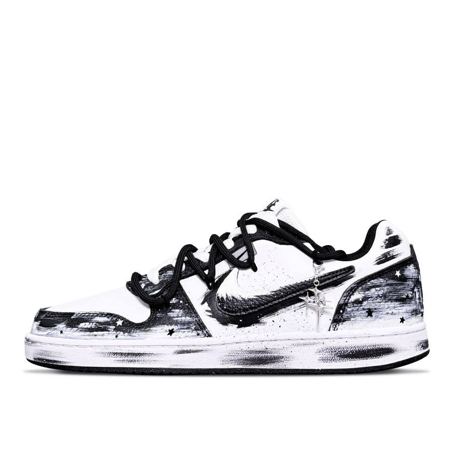 Nike Nike EBERNON Falling Dark Star Waterproof Cushioning Abrasion Resistant Low top Skateboard Shoes Men's Black White
