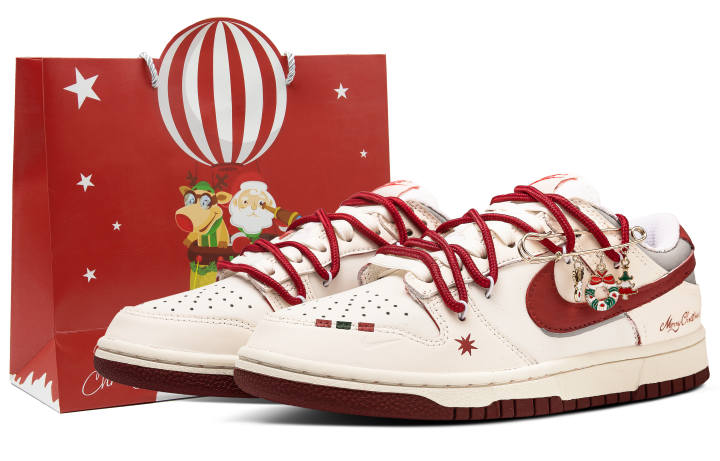 Nike Nike Dunk Slip Resistant Abrasion Resistant Low top Skateboard Shoes Women's Beige Red