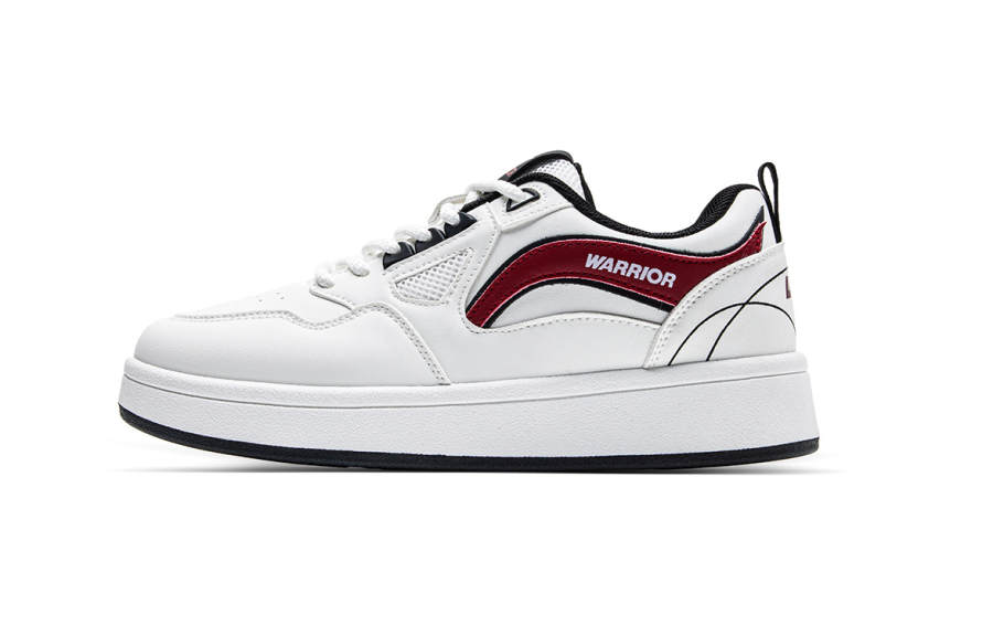 Warrior Slip Resistant, Abrasion Resistant, Height Increasing Low top Skateboard Shoes Women's White Black Red