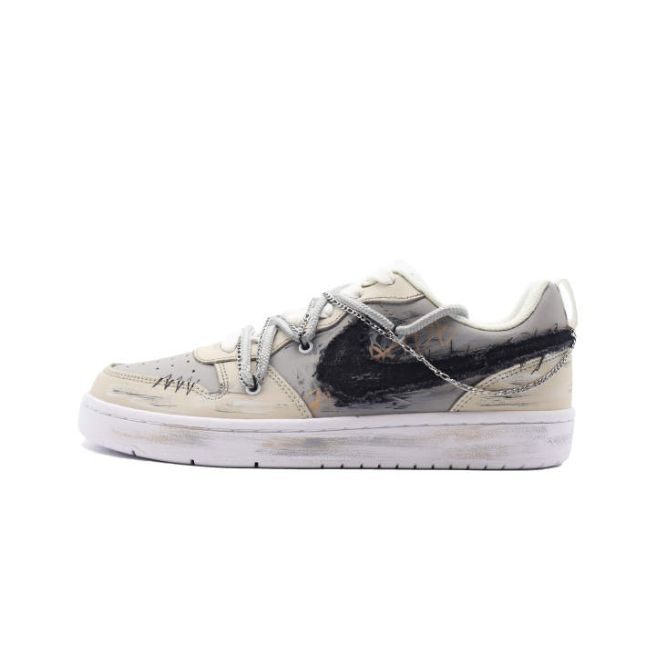 Nike Nike Court Borough Leather Slip Resistant Low top Skateboard Shoes GS Yellow Gray