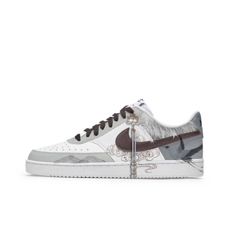 Nike Nike Court Vision 1 Free Panda, Crane Visiting Door Slip Resistant Abrasion Resistant Low top Skateboard Shoes Men's