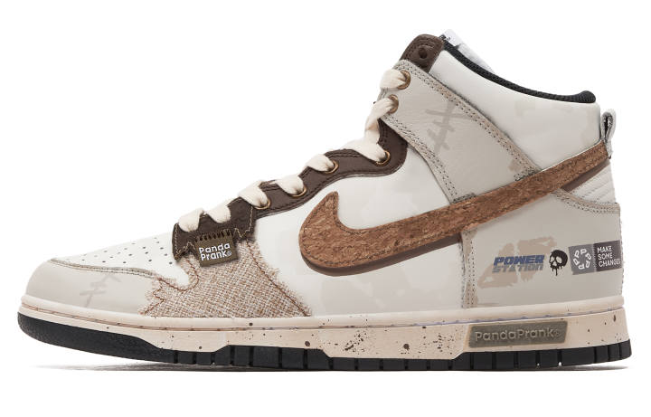 Nike Nike Dunk Slip Resistant Abrasion Resistant High top Skateboard Shoes Men's Beige Brown