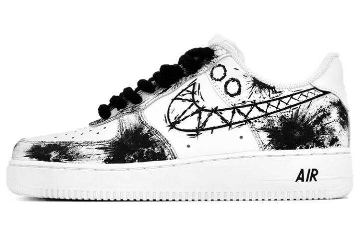 Nike Nike Air Force 1 07 Air Force 1 Leather Thermal Coverage Low top Skateboard Shoes Men's Black White