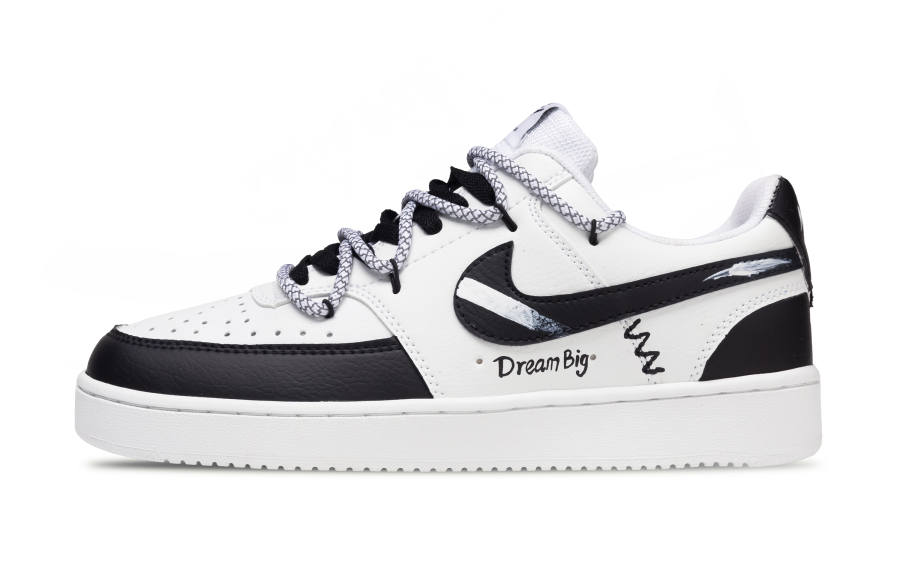 Nike Nike Court Vision 1 Ink Words Abrasion Resistant Abrasion Resistant Low top Skateboard Shoes Men's Black White