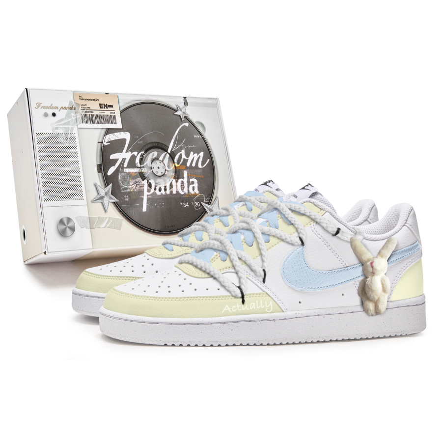 Nike Nike Court Vision 1 Freedom Panda, Box, Butter Bunny Slip Resistant Abrasion Resistant Low top Skateboard Shoes Men's