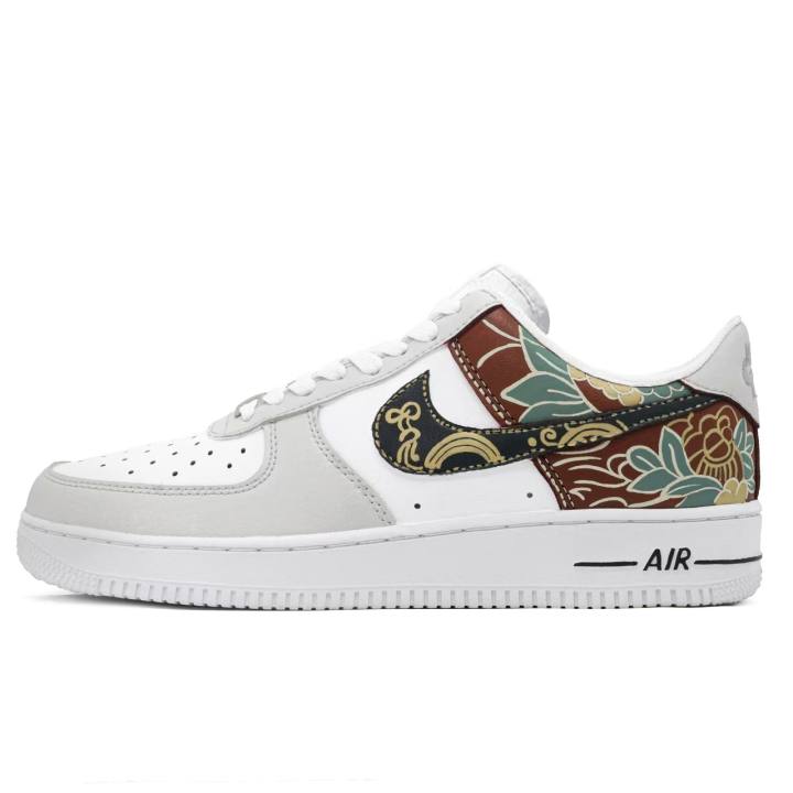 Nike Nike Air Force 1 Ink Abrasion Resistant Low top Skateboard Shoes Unisex Gray Red