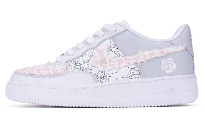Nike Nike Air Force 1 07 Air Force 1 Leather Slip Resistant Abrasion Resistant Low top Skateboard Shoes GS Gray White