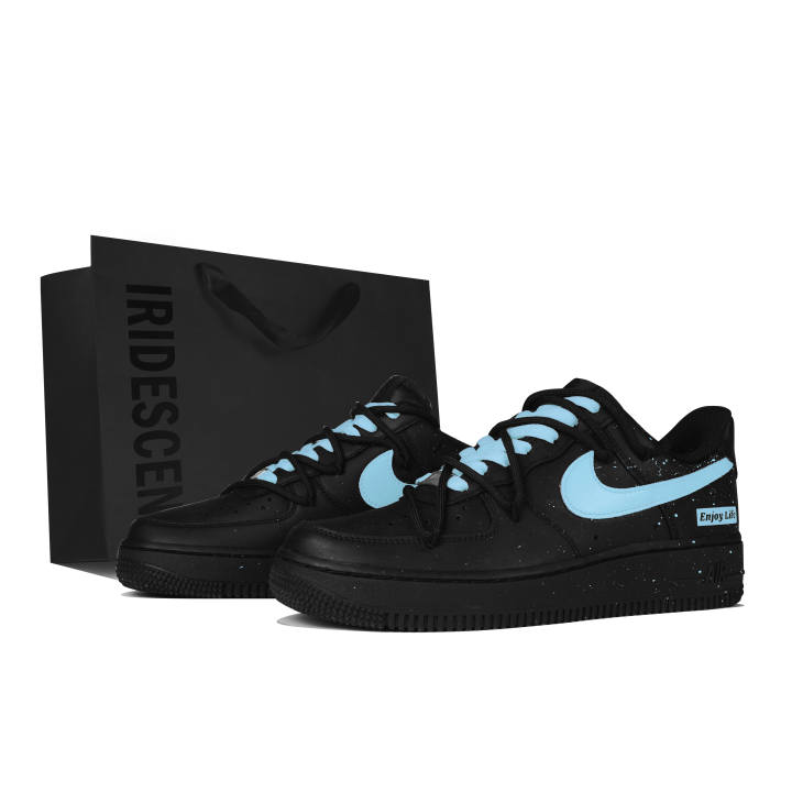 Nike Nike Air Force 1 Leather Low top Skateboard Shoes Unisex Black Blue