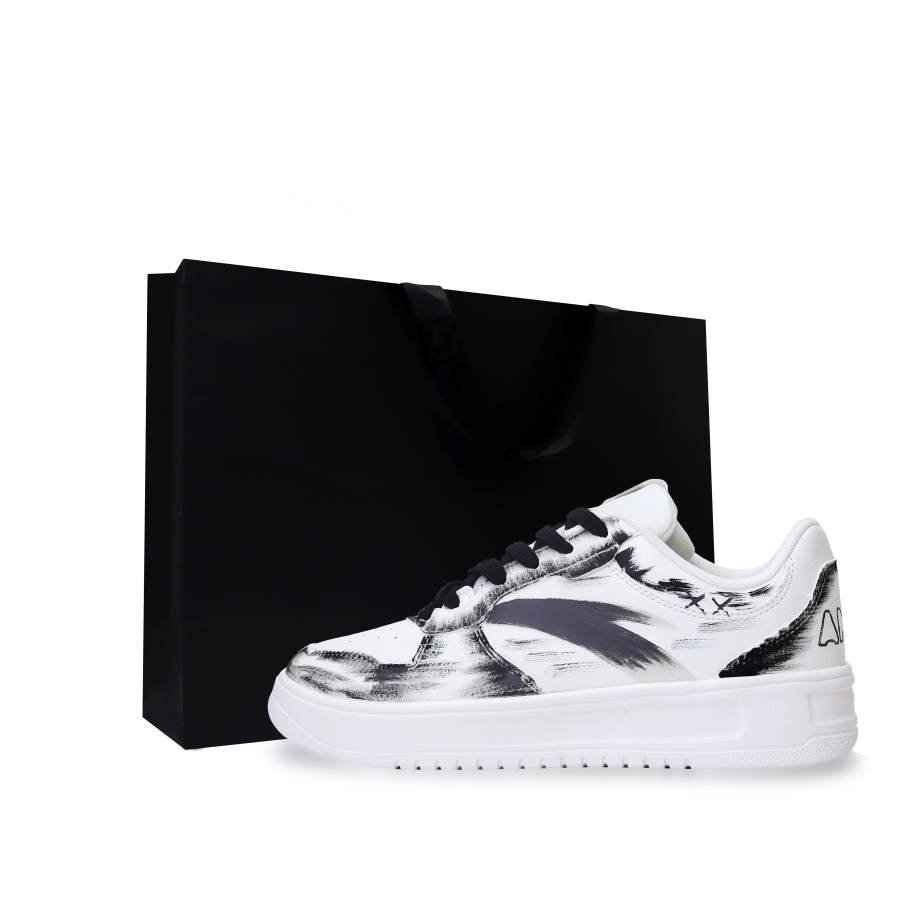 Anta Easy Slip Resistant Cushioning Slip Resistant Cushioning Low top Skateboard Shoes Unisex Black White