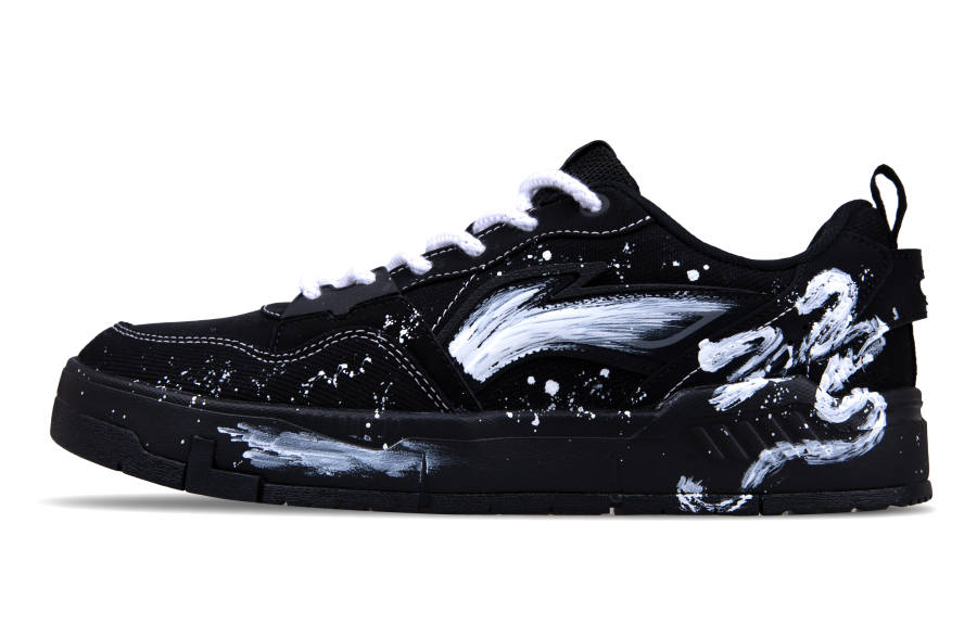 Li-Ning Li Ning Original Era Slip Resistant, Abrasion Resistant, Lightweight Low top Skateboard Shoes Men's Black White