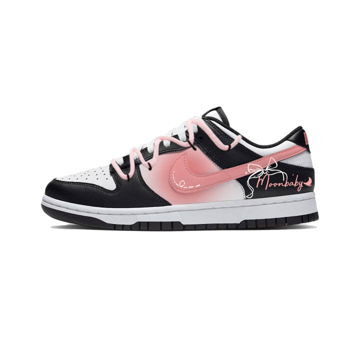 Nike Nike Dunk Pink Ink Star Dream Leather Abrasion Resistant Low top Skateboard Shoes Unisex Black Pink