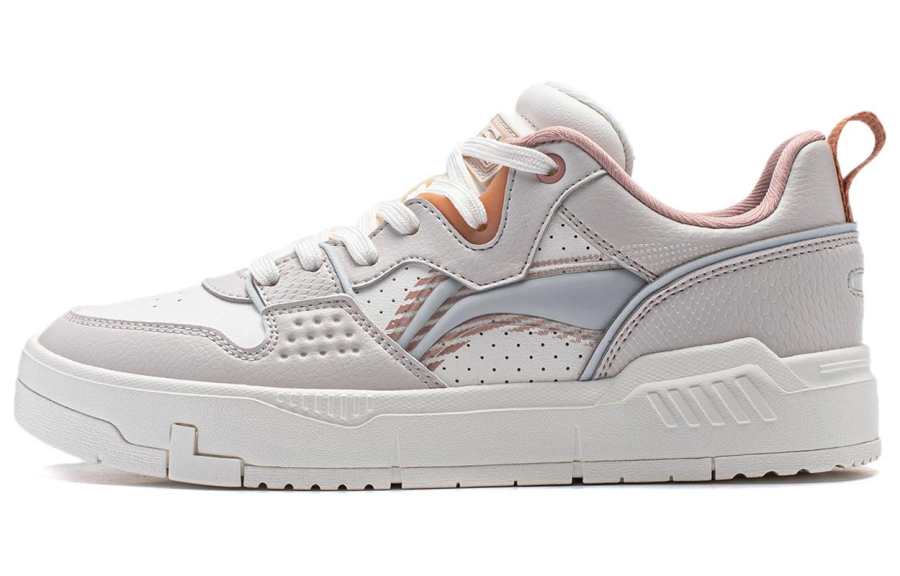 Li-Ning Li Ning Common 80s Synthetic Leather Slip Resistant Cushioning Low top Skateboard Shoes Women's Gray White