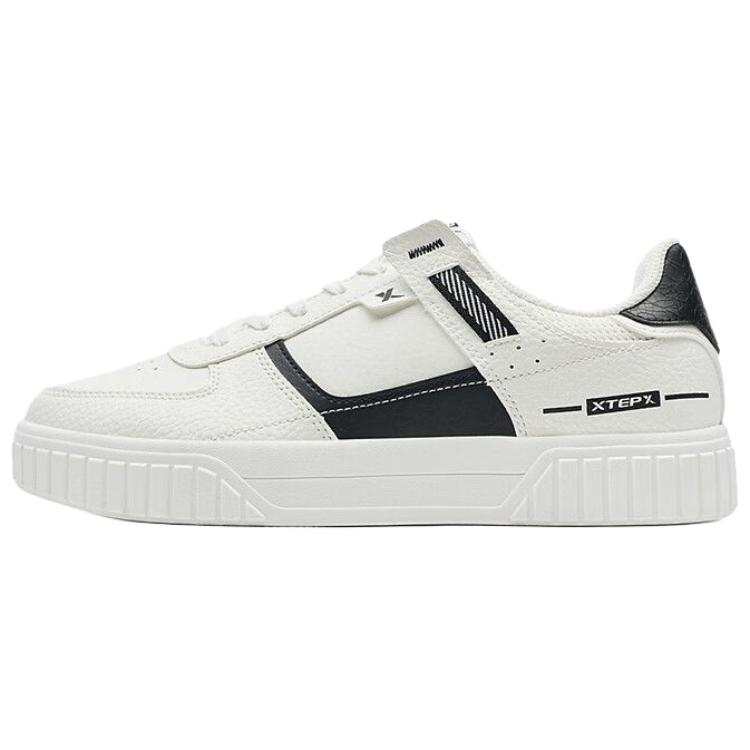 XTEP Height Increasing Abrasion Resistant Low top Skateboard Shoes Men's White Black
