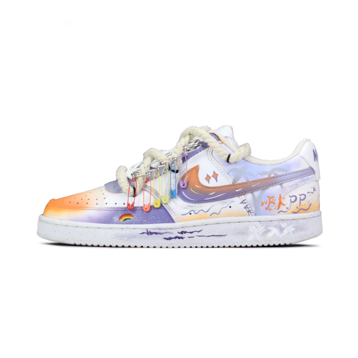 Nike Nike Court Vision 1 Slip Resistant Low top Skateboard Shoes Unisex Purple Orange