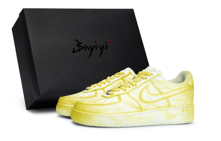 Nike Nike Air Force 1 811 Manufacturing, Aurora Galaxy Yellow Slip Resistant Low top Skateboard Shoes Unisex White Yellow
