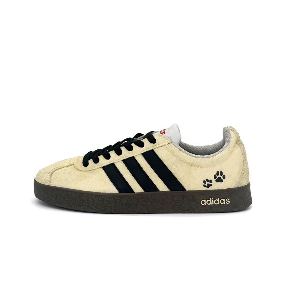 Adidas Adidas VL COURT 2.0 Lifestyle Pudding Paw Print Abrasion Resistant Low top Skateboard Shoes Unisex Light Yellow