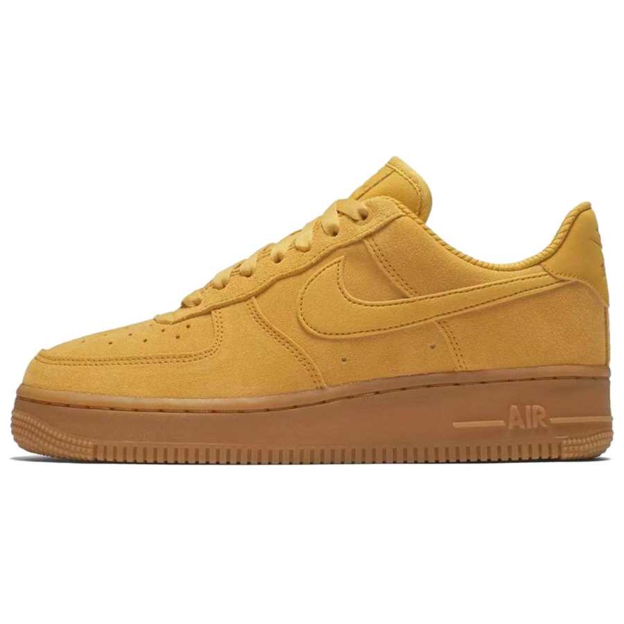 Nike Nike Air Force 1 Slip Resistant Slip Resistant Cushioning Abrasion Resistant Low top Skateboard Shoes Women's Yellow