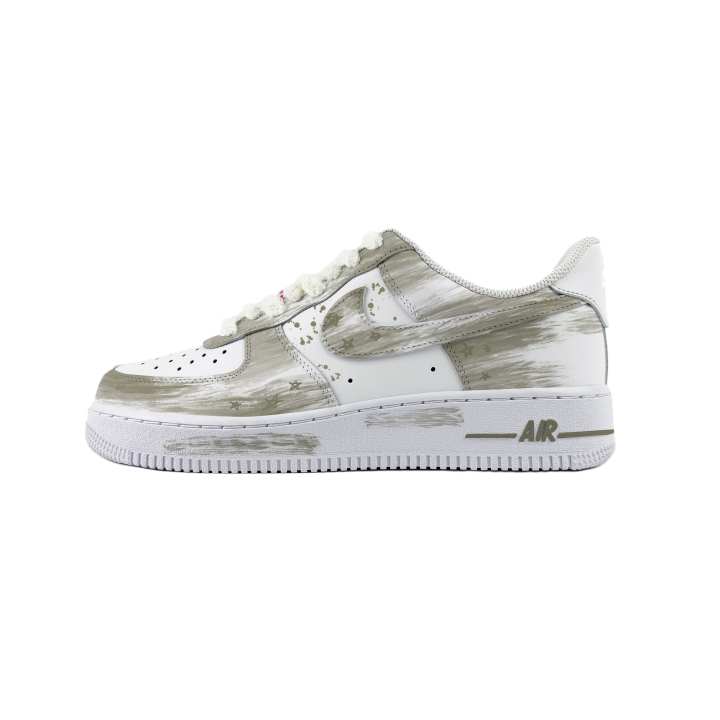 Nike Nike Air Force 1 Cow Leather Abrasion Resistant Abrasion Resistant Low top Skateboard Shoes Unisex White Green