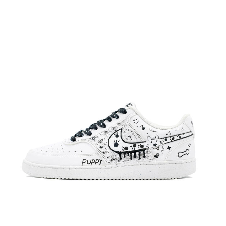 Nike Nike Court Vision 1 Leather Slip Resistant Low top Skateboard Shoes Men's Black White