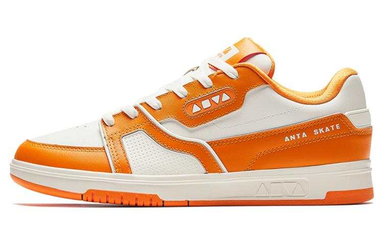 Anta Comfortable Cushioning, Wear Resistant Low top Skateboard Shoes Men's White Orange