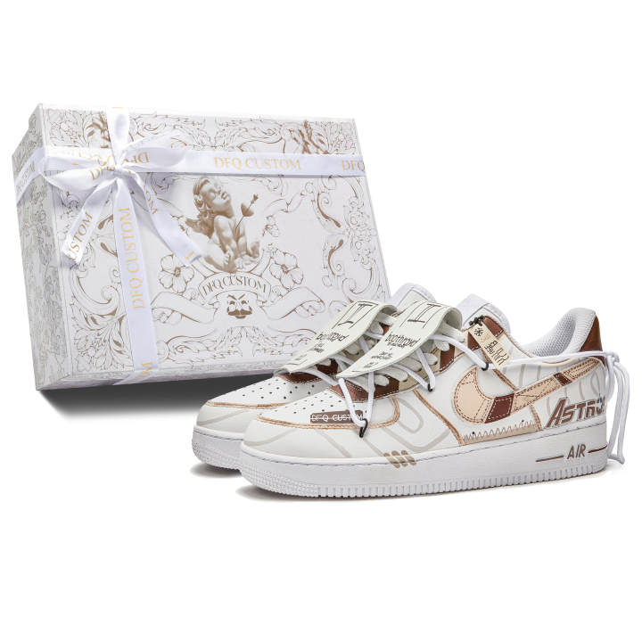 Nike Nike Air Force 1 Da Vinci Custom, Box, Cappuccino Slip Resistant Abrasion Resistant Slip Resistant Abrasion Resistant