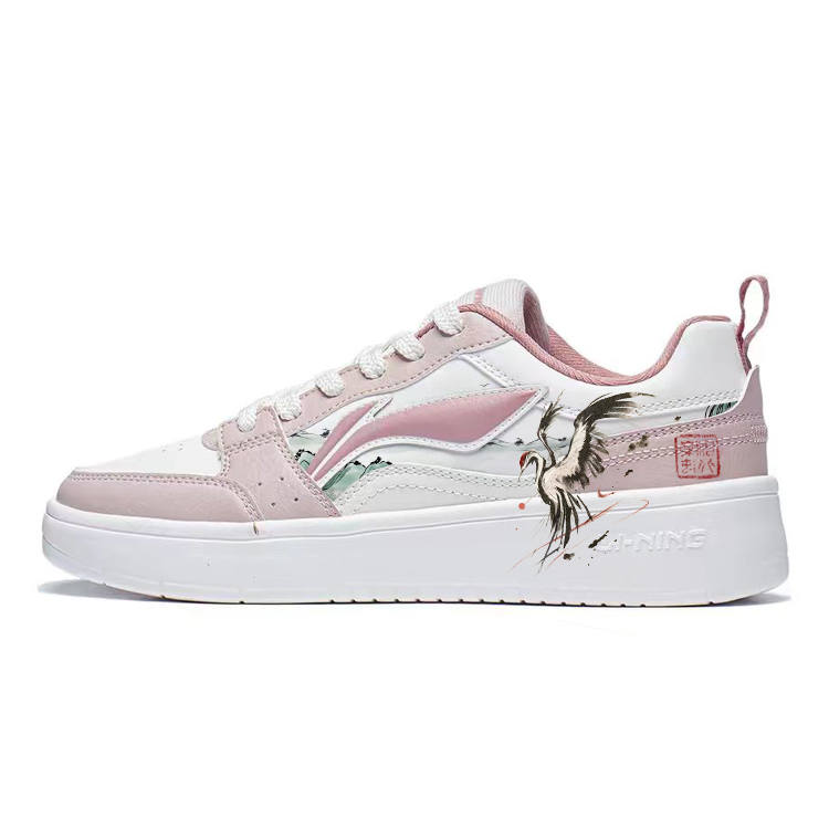 Li-Ning Li Ning Sycee 2 Slip Resistant, Abrasion Resistant, Height Increasing Low top Skateboard Shoes Women's White Pink