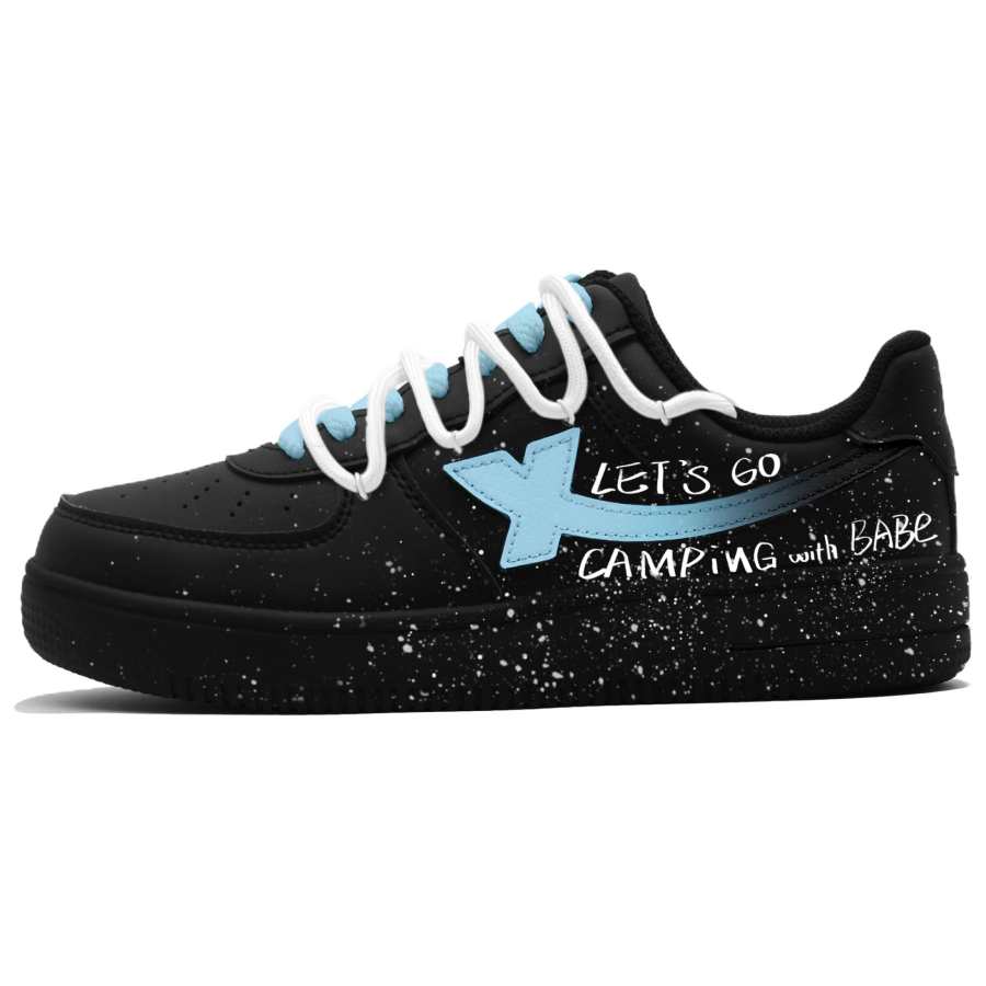 XTEP Air Force 1 Wear resistant And Lightweight Low top Skateboard Shoes Unisex Black Blue