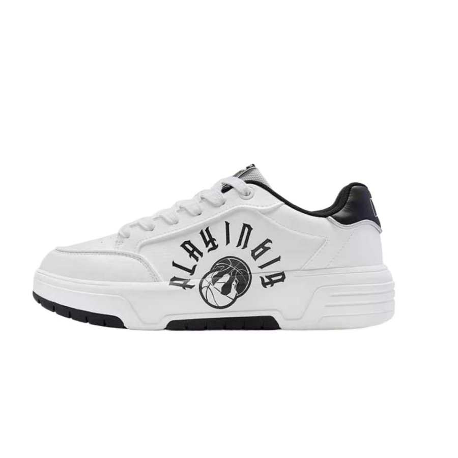 XTEP Synthetic Leather Thermal Lightweight Coverage Low top Skateboard Shoes Men's Sail White/Black