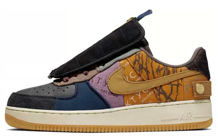 Nike Nike x Travis Scott Air Force 1 Cactus Jack TS Patchwork Low top Skateboard Shoes Unisex Yellow