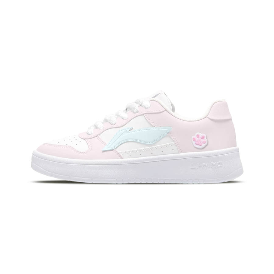 Li-Ning Li Ning Floating Boat Slip Resistant Cushioning Abrasion Resistant Low top Skateboard Shoes Women's White Pink