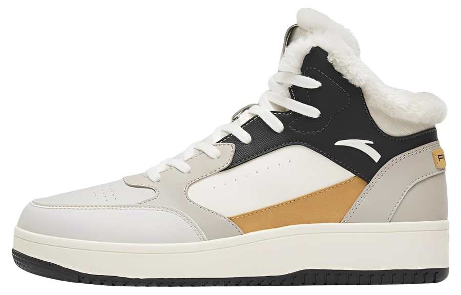 Anta Fleece lined Thermal Abrasion Resistant High top Skateboard Shoes Men's Gray White