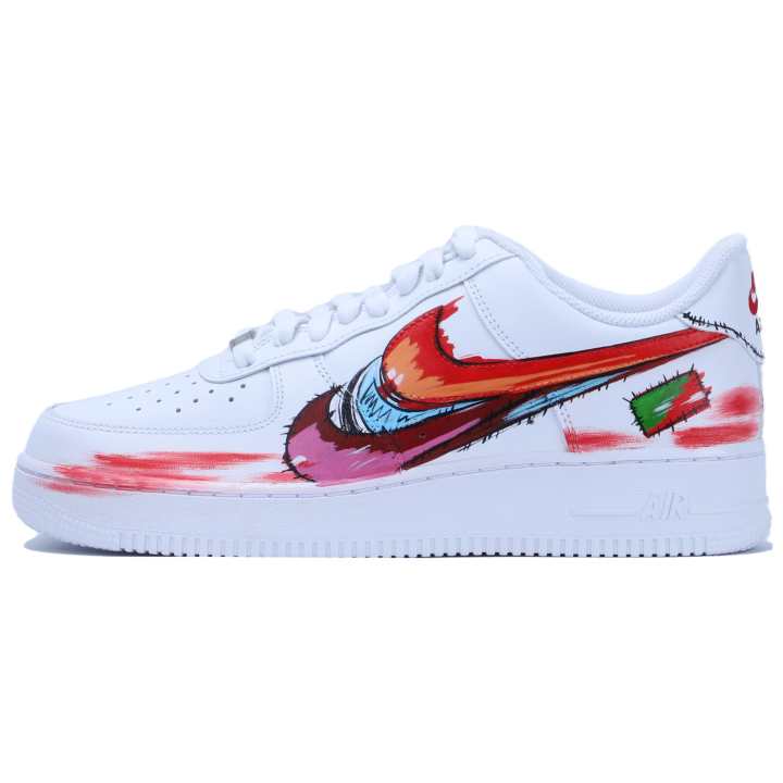 Nike Nike Air Force 1 Low Leather Low top Skateboard Shoes Men's White Red