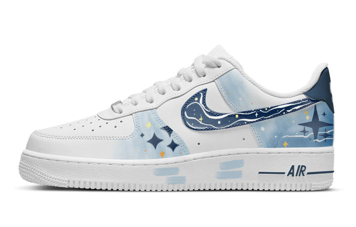 Nike Nike Air Force 1 Starry Sky Low top Skateboard Shoes Men's White Blue
