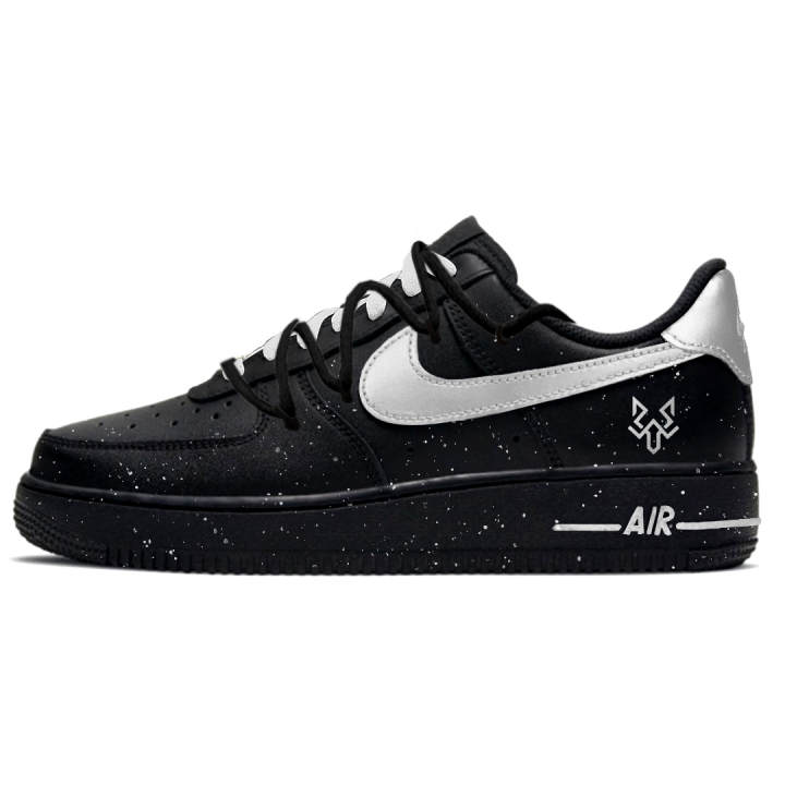 Nike Nike Air Force 1 Galaxy Time Abrasion Resistant Abrasion Resistant Low top Skateboard Shoes Unisex Black Silver