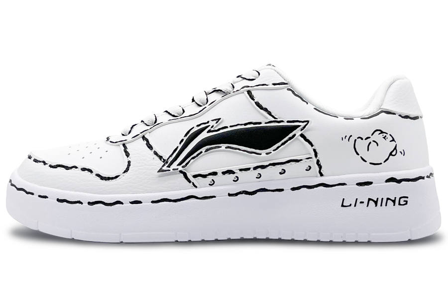 Li-Ning Li Ning Sports Life Collection Abrasion Resistant Slip Resistant Low top Skateboard Shoes Women's White Black
