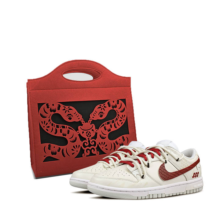 Nike Nike Dunk Cushioning, Wear Resistant Low top Skateboard Shoes Unisex Beige Red